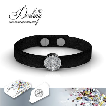 Destiny Jewellery Crystal From Swarovski Round Leather Bracelet